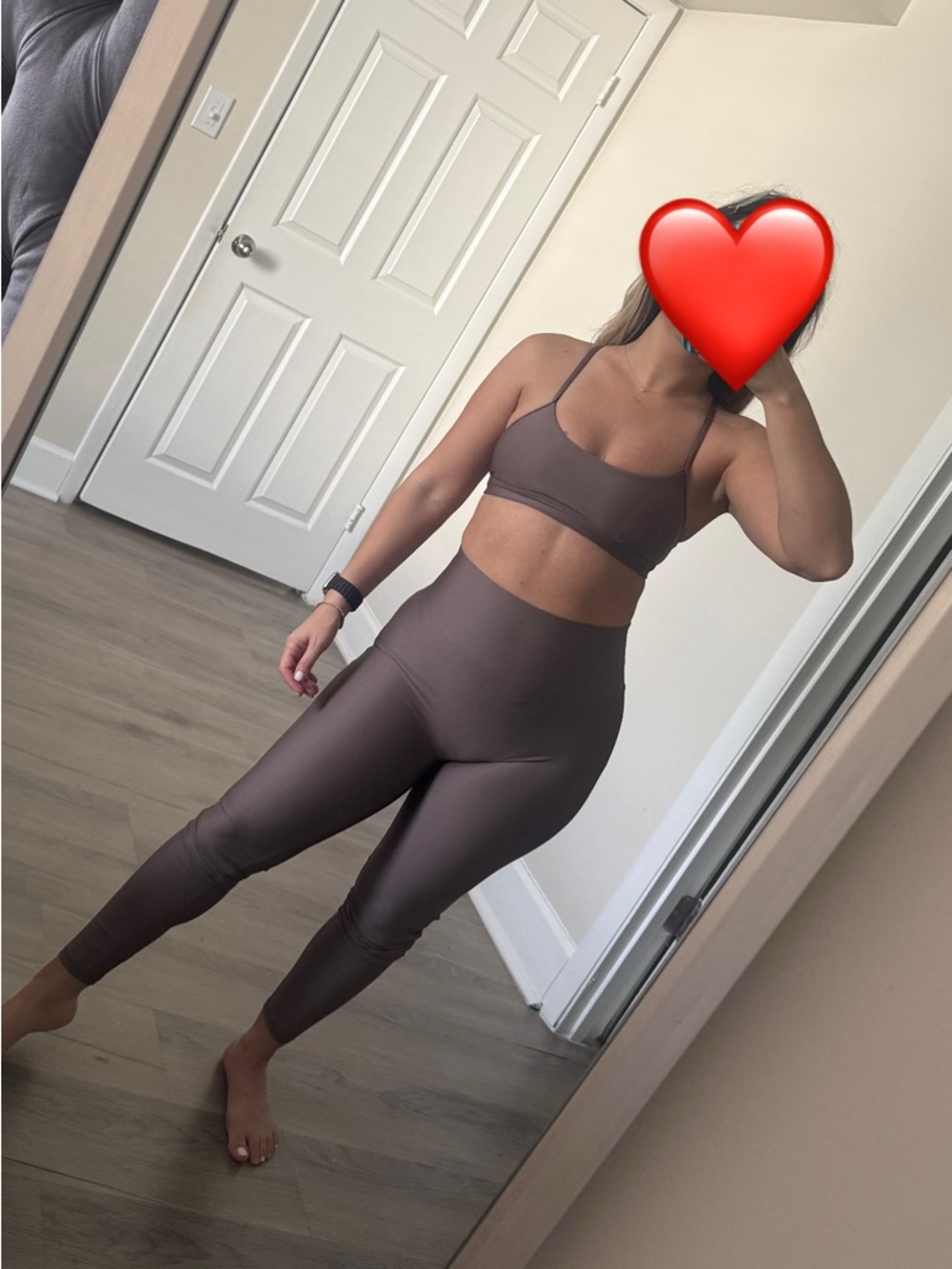 ALO Yoga mushroom Brown High-Waist Leggings & Sports Bra Set